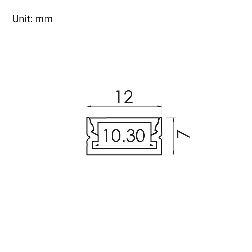 EXLP06 Aluminum Extrusion - Linear Profile - 12mm Wide, 7mm High - PHOTO 1