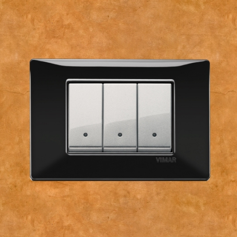 Vimar Plana Plastic 3 Gang Switch - Black - 16A - PHOTO 11
