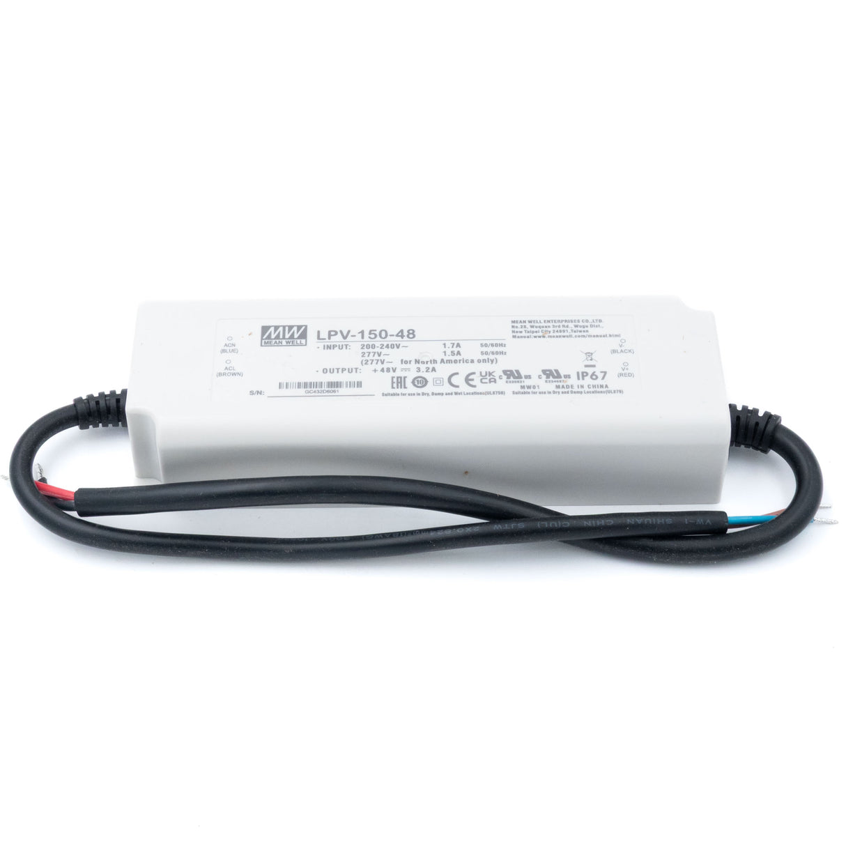 Mean Well LPV-150-48 LED Driver — 153.6W 48V 3.2A IP67 Waterproof - PHOTO 1