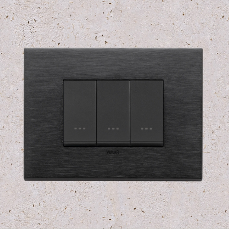 Vimar Eikon Metal 3 Gang Switch - Brushed Black - 16A - PHOTO 8