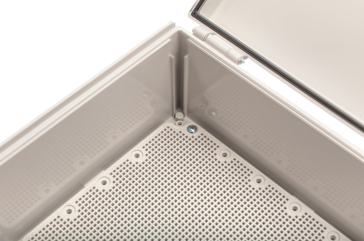 Boxco Q-Series 300x300x160mm Plastic Enclosure, IP67, IK08, ABS, Grey Cover, Hinge Type with Plate - PHOTO 2