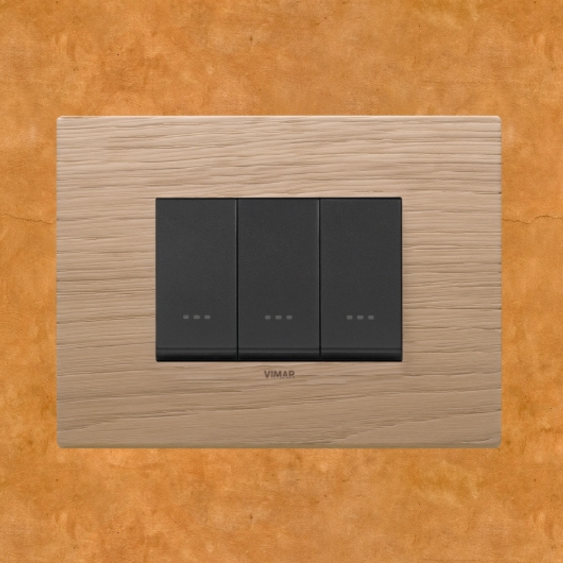 Vimar Eikon Wood 3 Gang Switch - Oak - 16A - PHOTO 6