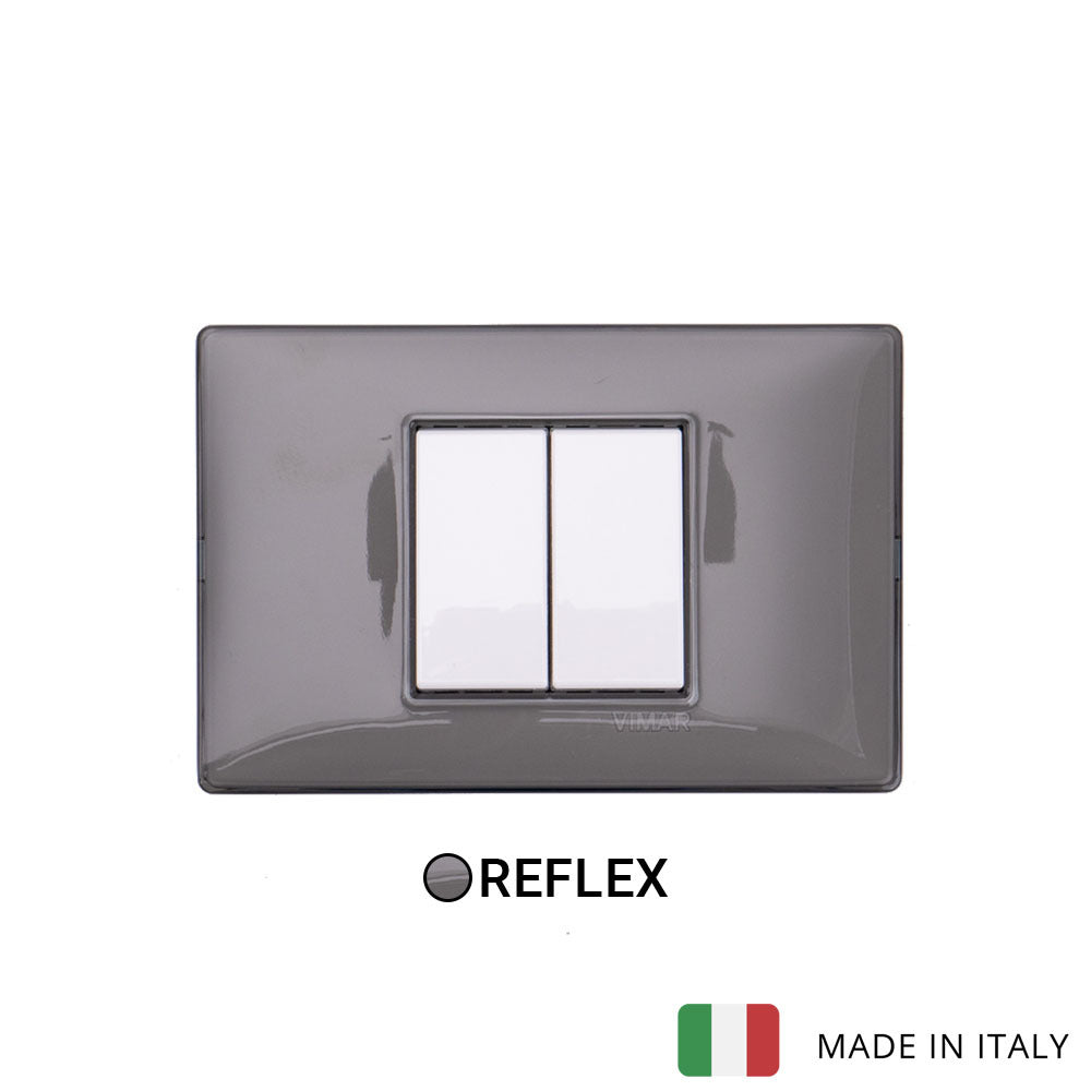Vimar Plana Plastic 2 Gang Switch - Reflex Ash - 16A - PHOTO 2