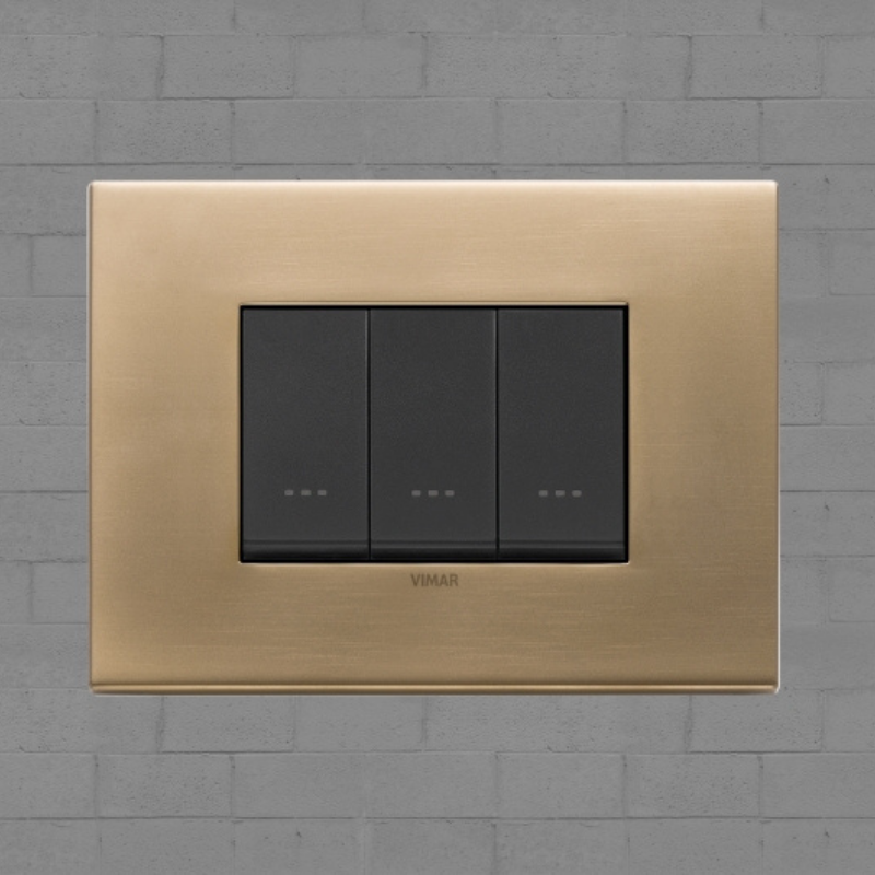 Vimar Eikon Metal 3 Gang Switch - Antique Gold - 16A - PHOTO 9