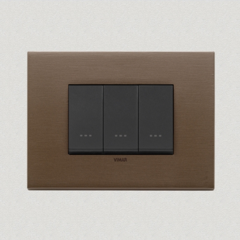 Vimar Eikon Metal 3 Gang Switch - Dark Bronze - 16A - PHOTO 2