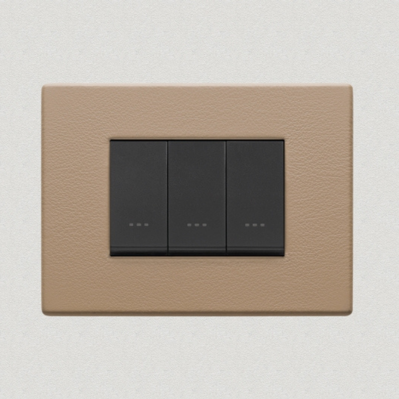 Vimar Eikon Leather 3 Gang Switch - Brushed Black - 16A - PHOTO 3