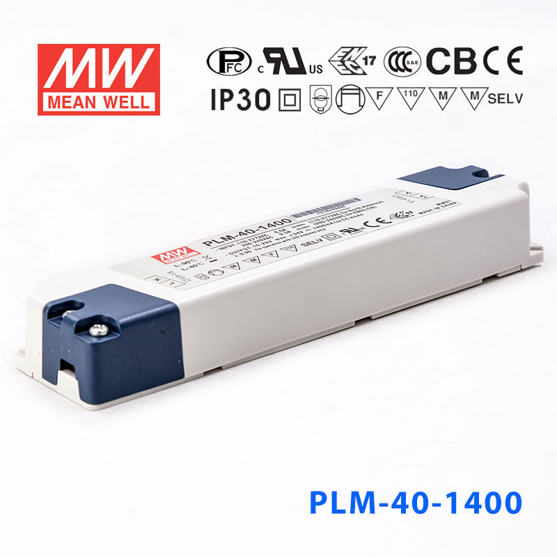 Mean Well PLM-40-1050, 1050mA Constant Current with PFC - Terminal Block
