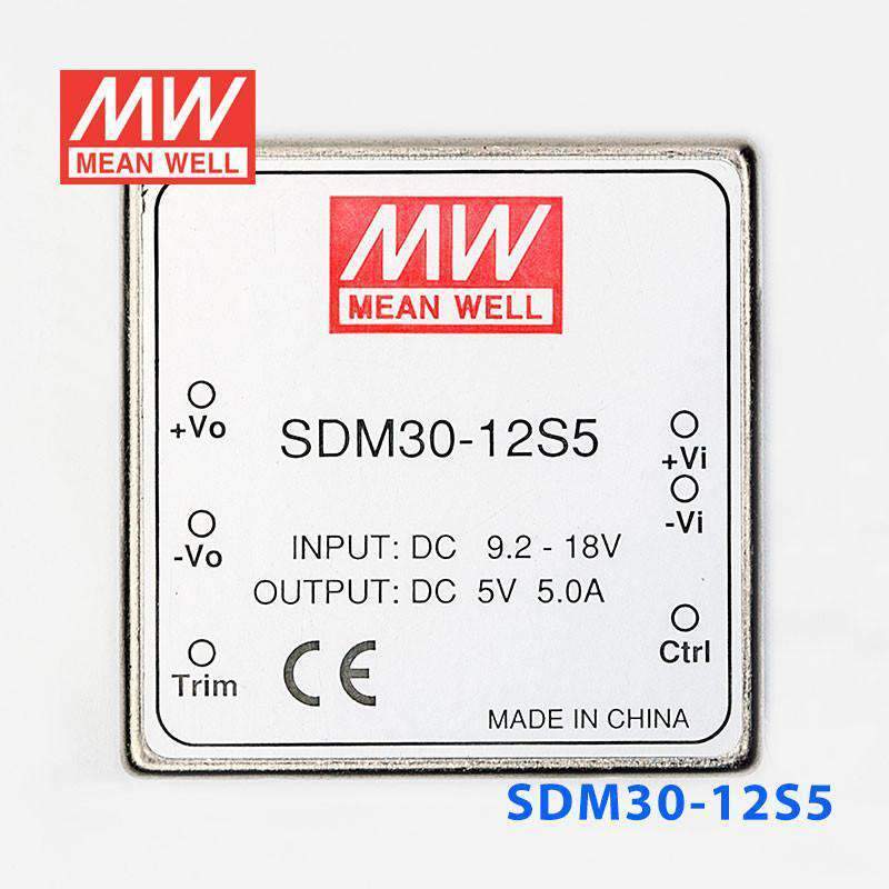 Mean Well SDM30-12S5 DC-DC Converter - 25W - 9.2~18V in 5V out 5A - PHOTO 2
