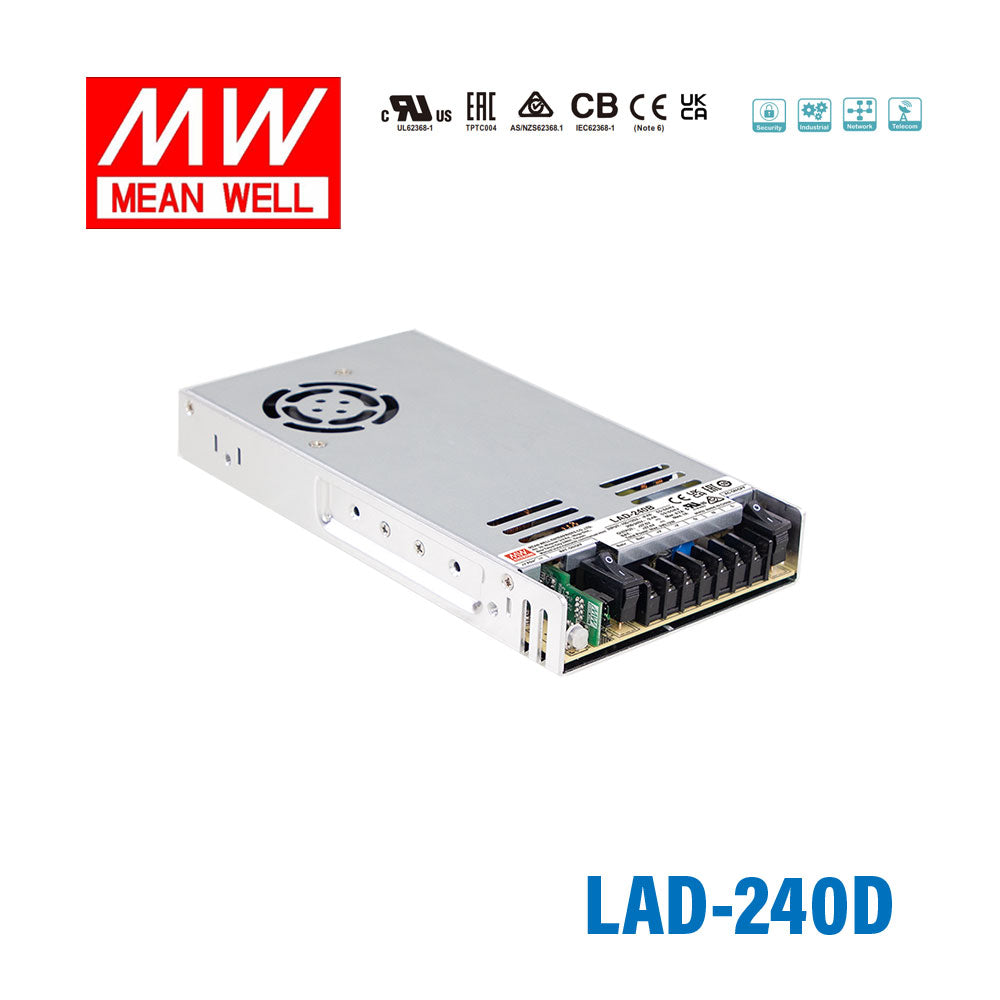 Mean Well LAD-240D Security/Fire Alarm PSU with Battery Charger/UPS, 240W, 55.2V