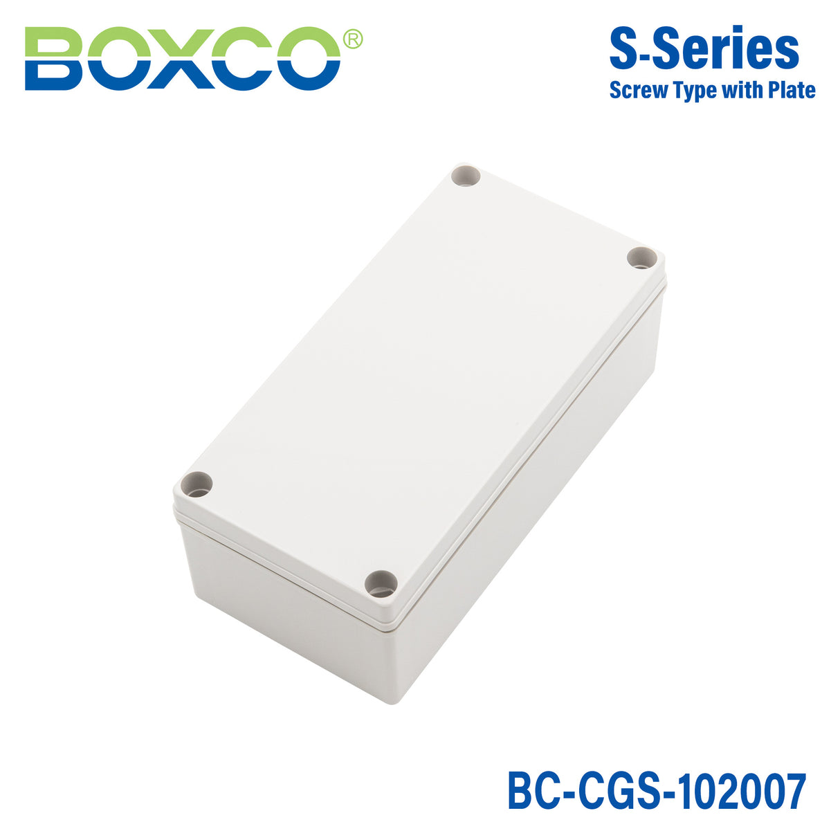 Boxco S-Series 100x200x70mm Plastic Enclosure, IP67, IK08, PC, Grey Cover, Screw Type