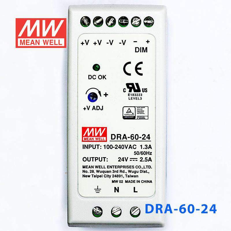 Mean Well DRA-60-24 Single Output Switching Power Supply 60W 24V - DIN Rail - PHOTO 2