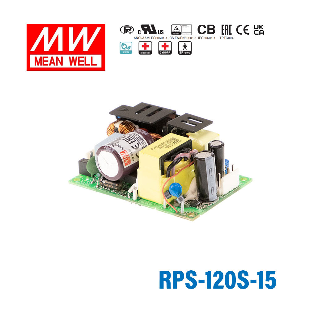 Mean Well RPS-120S-15 Green Power Supply W 15V 7.6A - Medical Power Supply