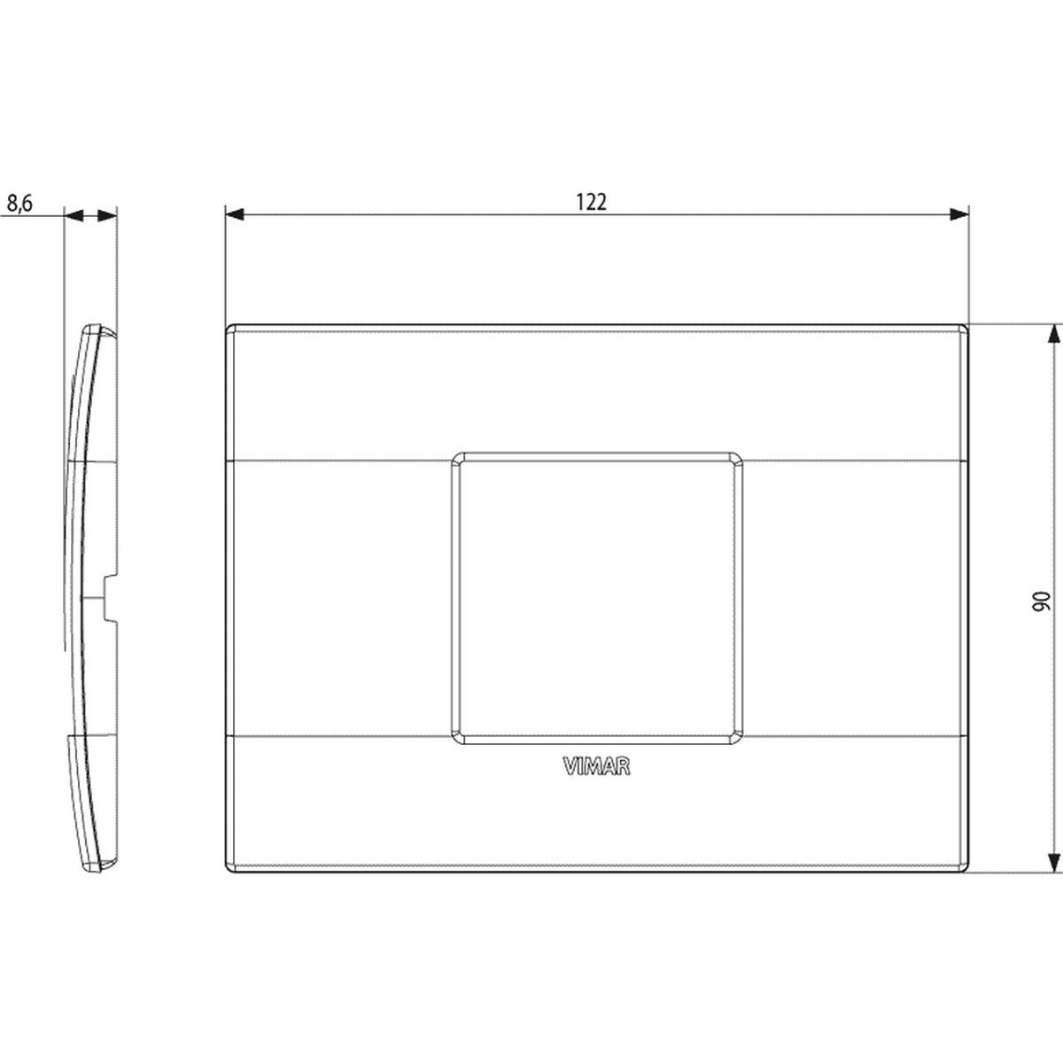 Vimar Arke Classic Plate 2centrM Aluminium Lava - PHOTO 1