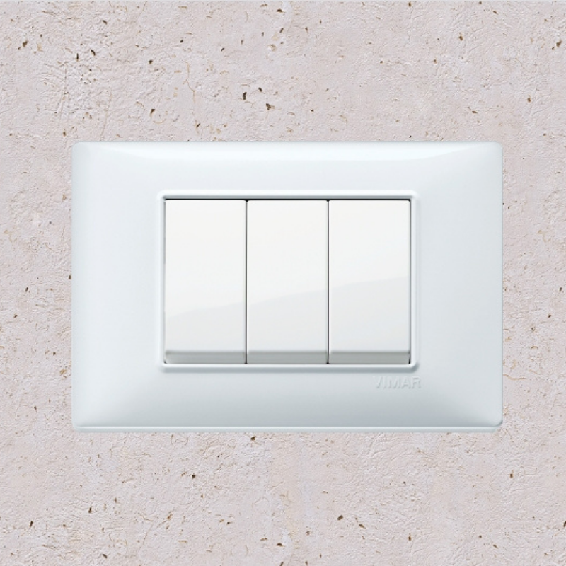 Vimar Plana Plastic 3 Gang Switch - White - 16A - PHOTO 10