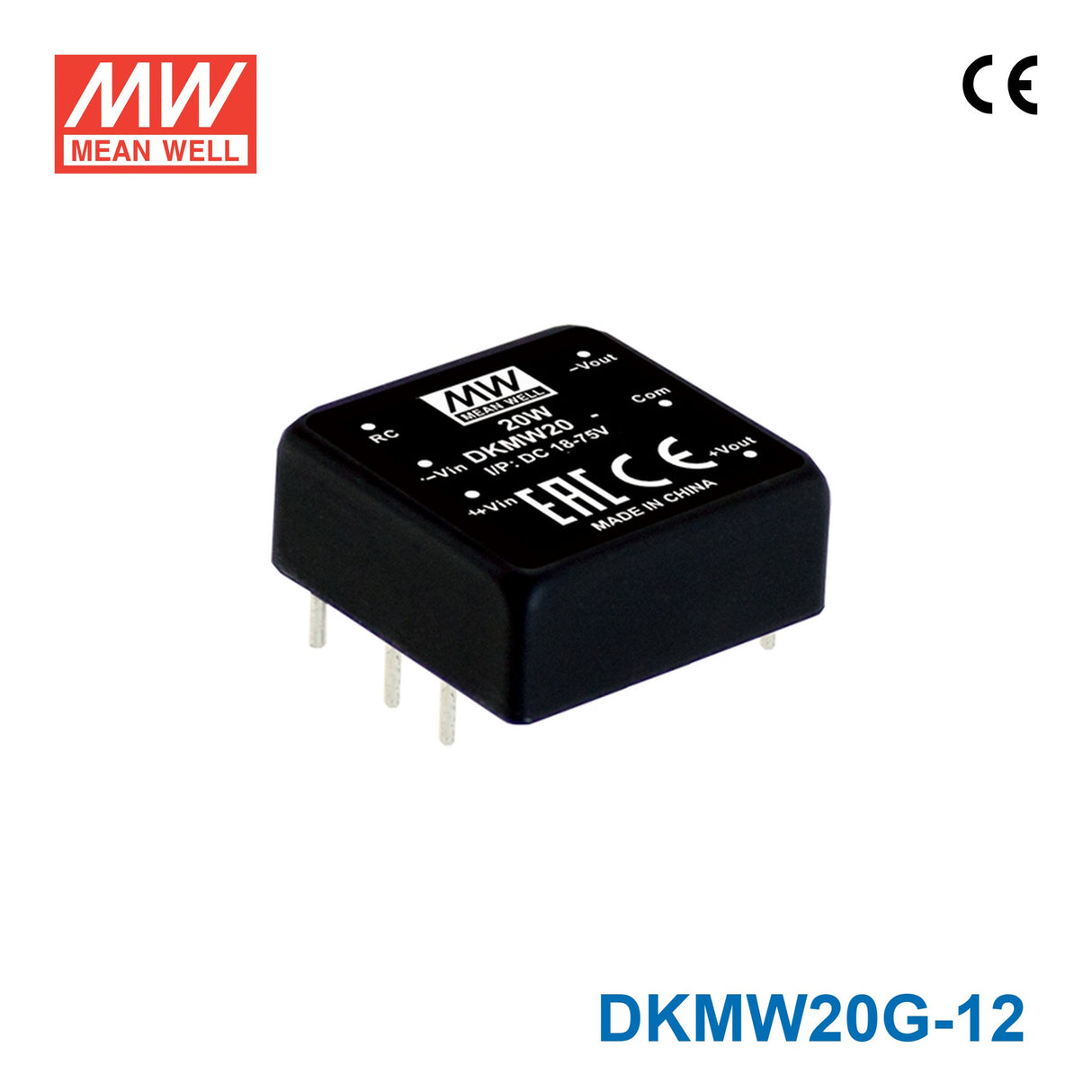 Mean Well DKMW20G-12 DC-DC Converter - 20W - 18~75V in ±12V out 830mA