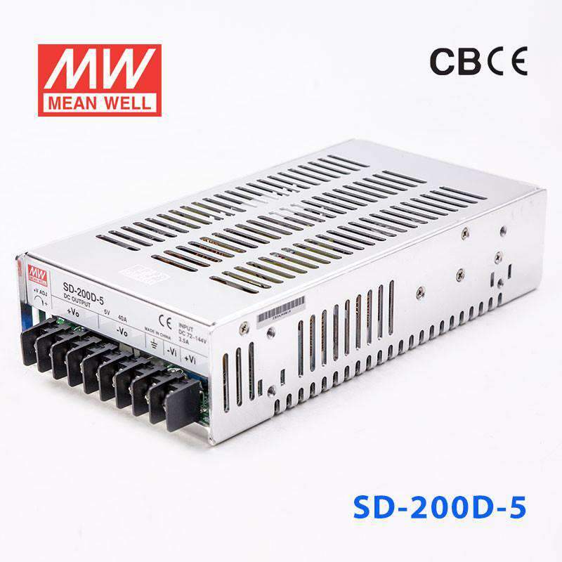 Mean Well SD-200D-5 DC-DC Converter - 200W - 72~144V in 5V out 40A