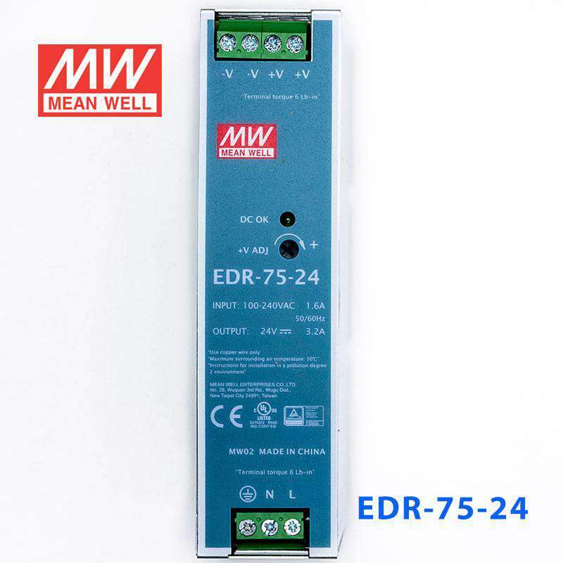 Mean Well EDR-75-24 Single Output Industrial Power Supply 75W 24V 3.2A - DIN Rail - PHOTO 2