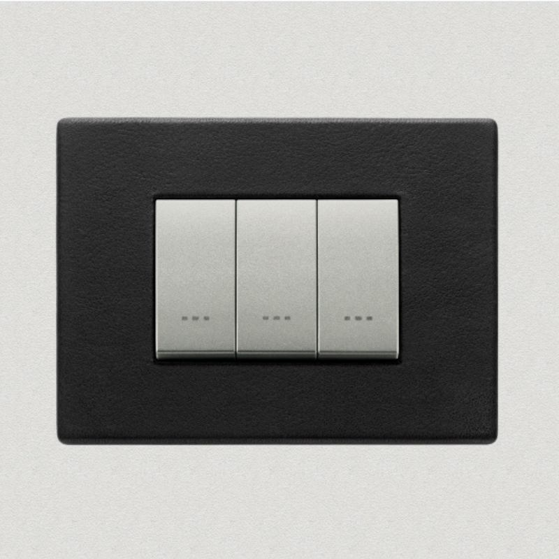 Vimar Eikon Leather 3 Gang Switch - Black Forest - 16A - PHOTO 5