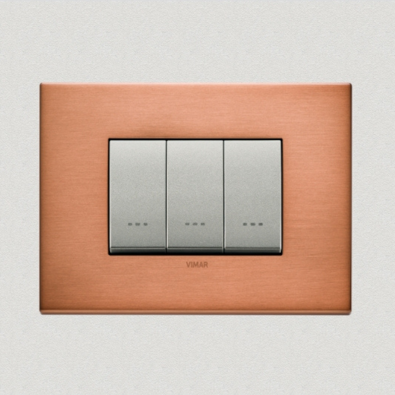 Vimar Eikon Metal 3 Gang Switch - Brushed Copper - 16A - PHOTO 4