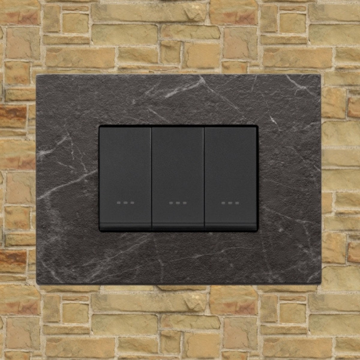 Vimar Eikon Marble 3 Gang Switch - Black Marquina - 16A - PHOTO 2