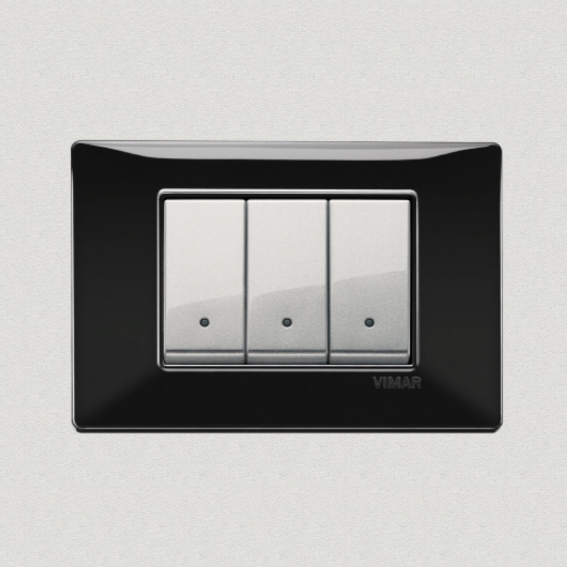 Vimar Plana Plastic 3 Gang Switch - Black - 16A - PHOTO 12