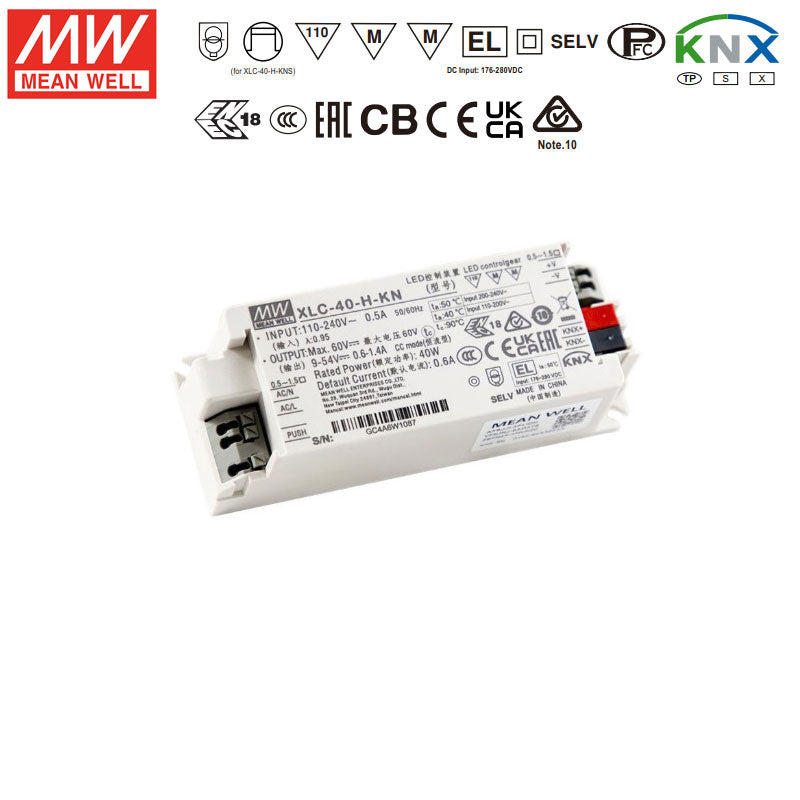 Mean Well XLC-40-H-KN LED Driver 40W 9~54V Constant Power, Current Setting by Dip Switch, For KNX System
