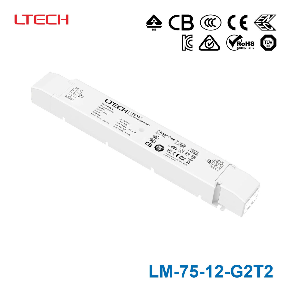 Ltech LM-75-12-G2T2 75W 12VDC CV Triac Driver 6.25A