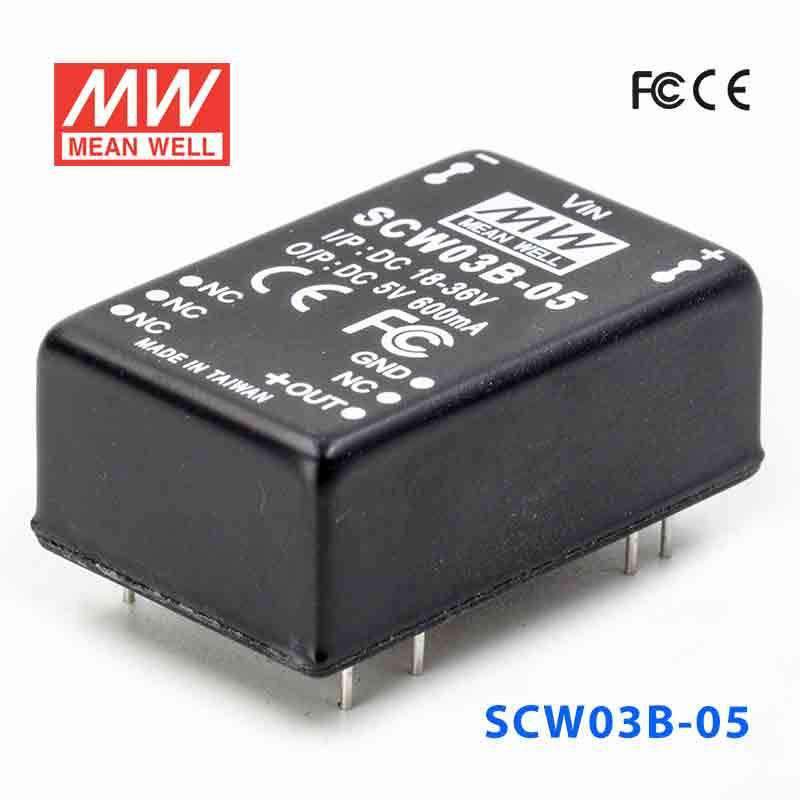 Mean Well SCW03B-05 DC-DC Converter - 3W 18~36V DC in 5V out 600mA
