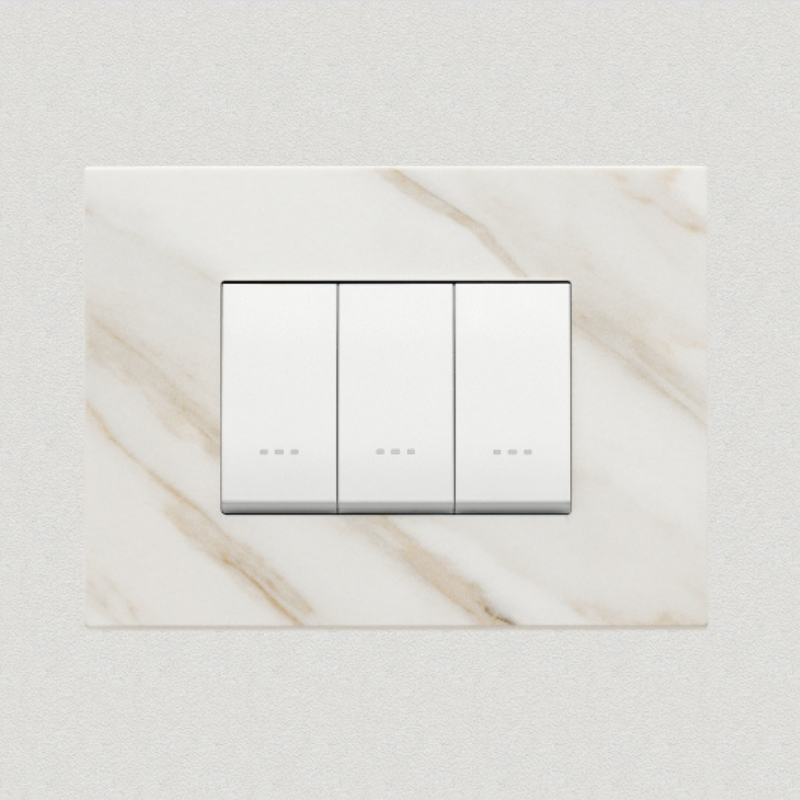 Vimar Eikon Marble 3 Gang Switch - White Calacatta - 16A - PHOTO 2