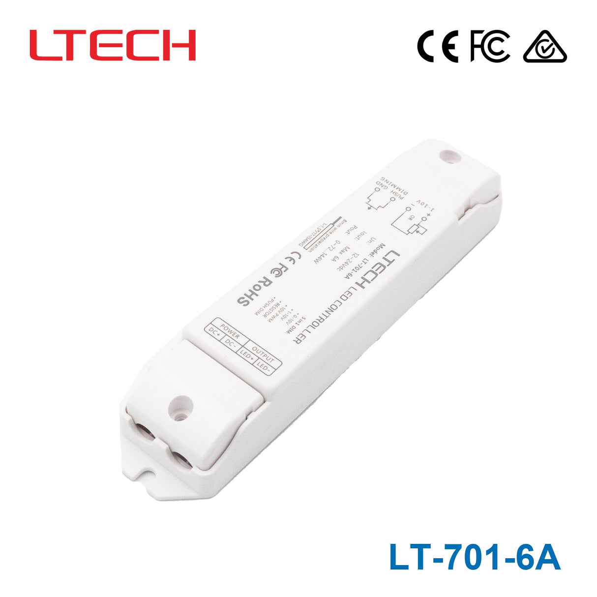 Ltech LT-701-6A Constant Voltage Controller - 0-10V/Push Dimmable