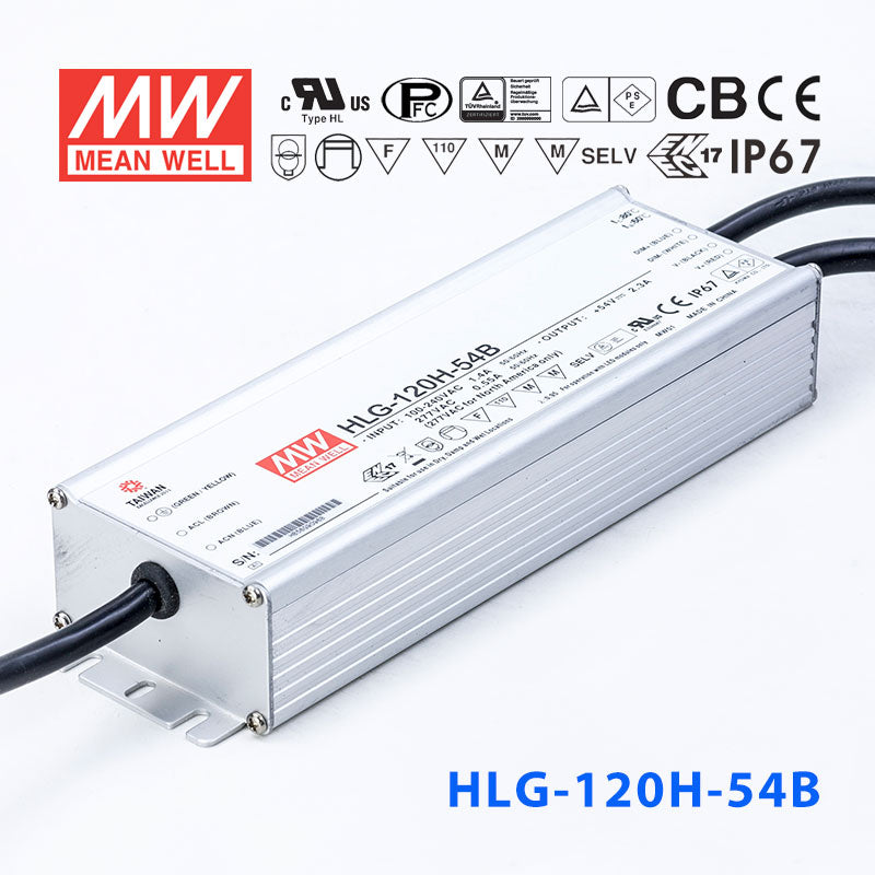 Mean Well HLG-120H-54AB Power Supply 120W 54V - Adjustable and Dimmable