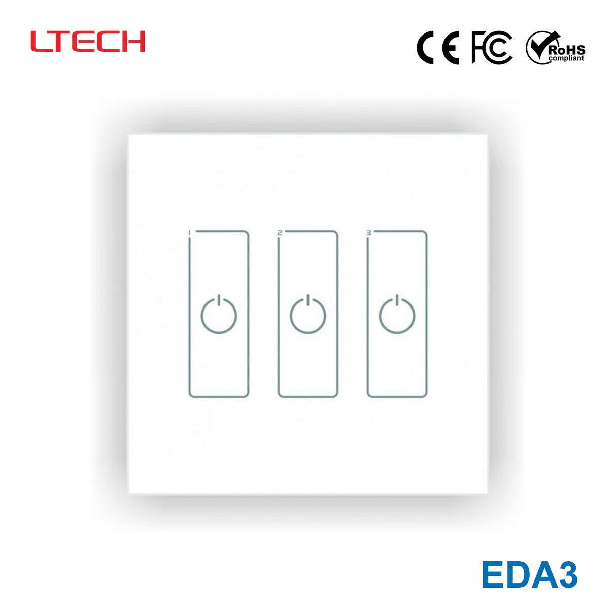 Ltech EDA3 3 Switch Touch Panel - DALI Master Dimmer