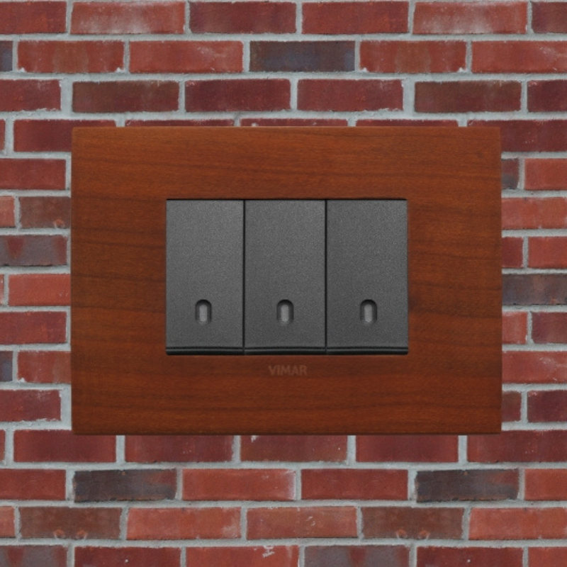 Vimar Arke Wood 3 Gang switch - Cherry Wood - 16A - PHOTO 3