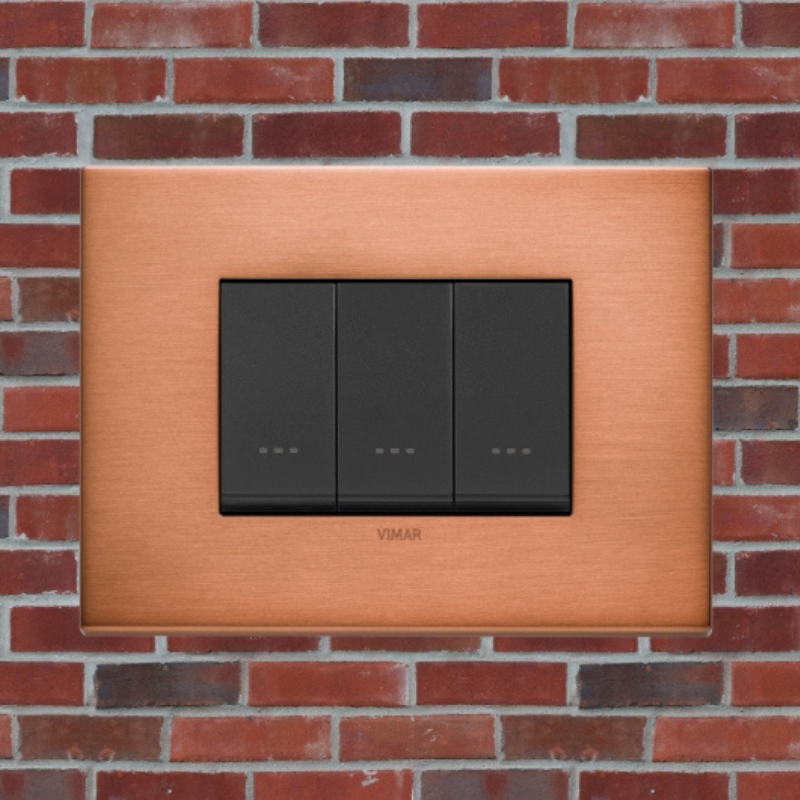 Vimar Eikon Metal 3 Gang Switch - Brushed Copper - 16A - PHOTO 8