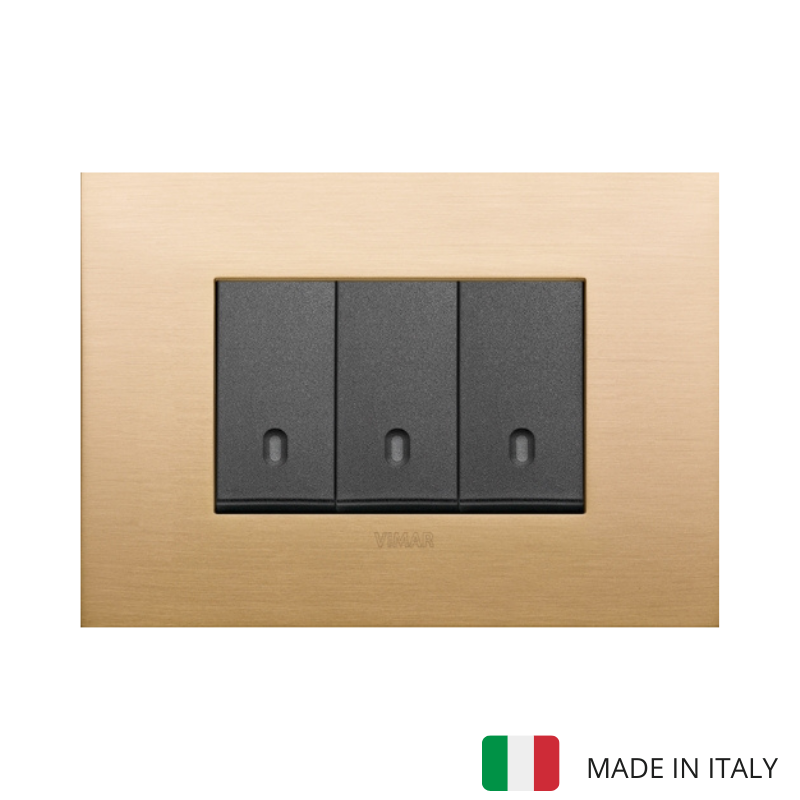 Vimar Arke Metal 3 Gang switch - Brushed Brass - 16A - PHOTO 13