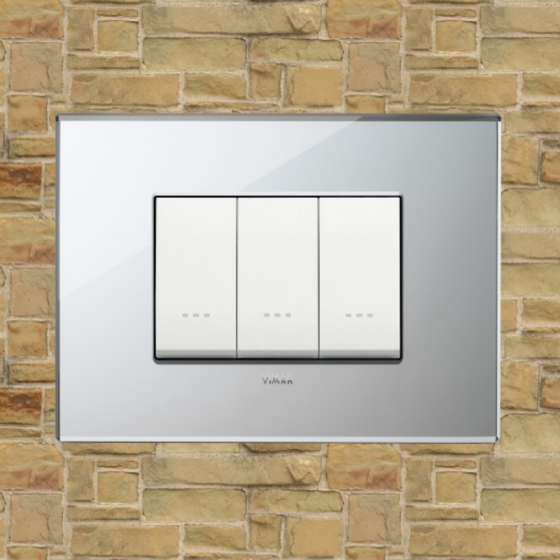 Vimar Eikon Glass 3 Gang Switch - Ice Silver - 16A - PHOTO 7