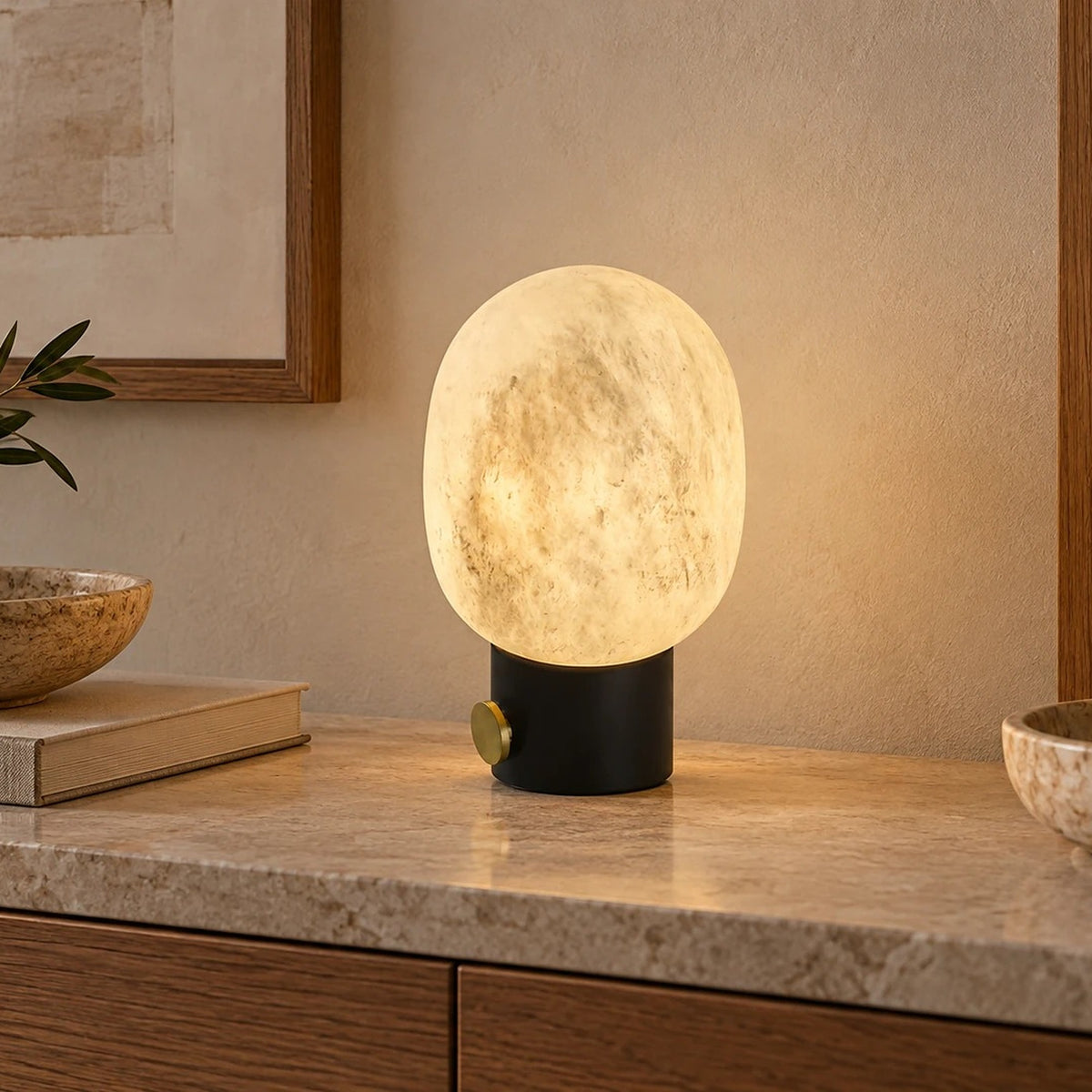 Archilight Alabaster-Stone Orbi Oval Table Lamp β illustrative scene