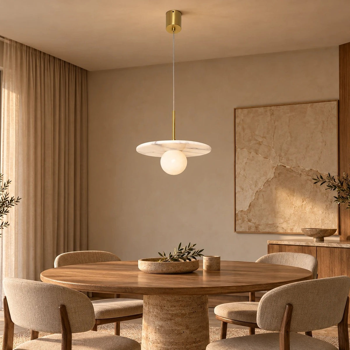 Archilight Alabaster-Stone Orbi Disc Pendant β illustrative scene