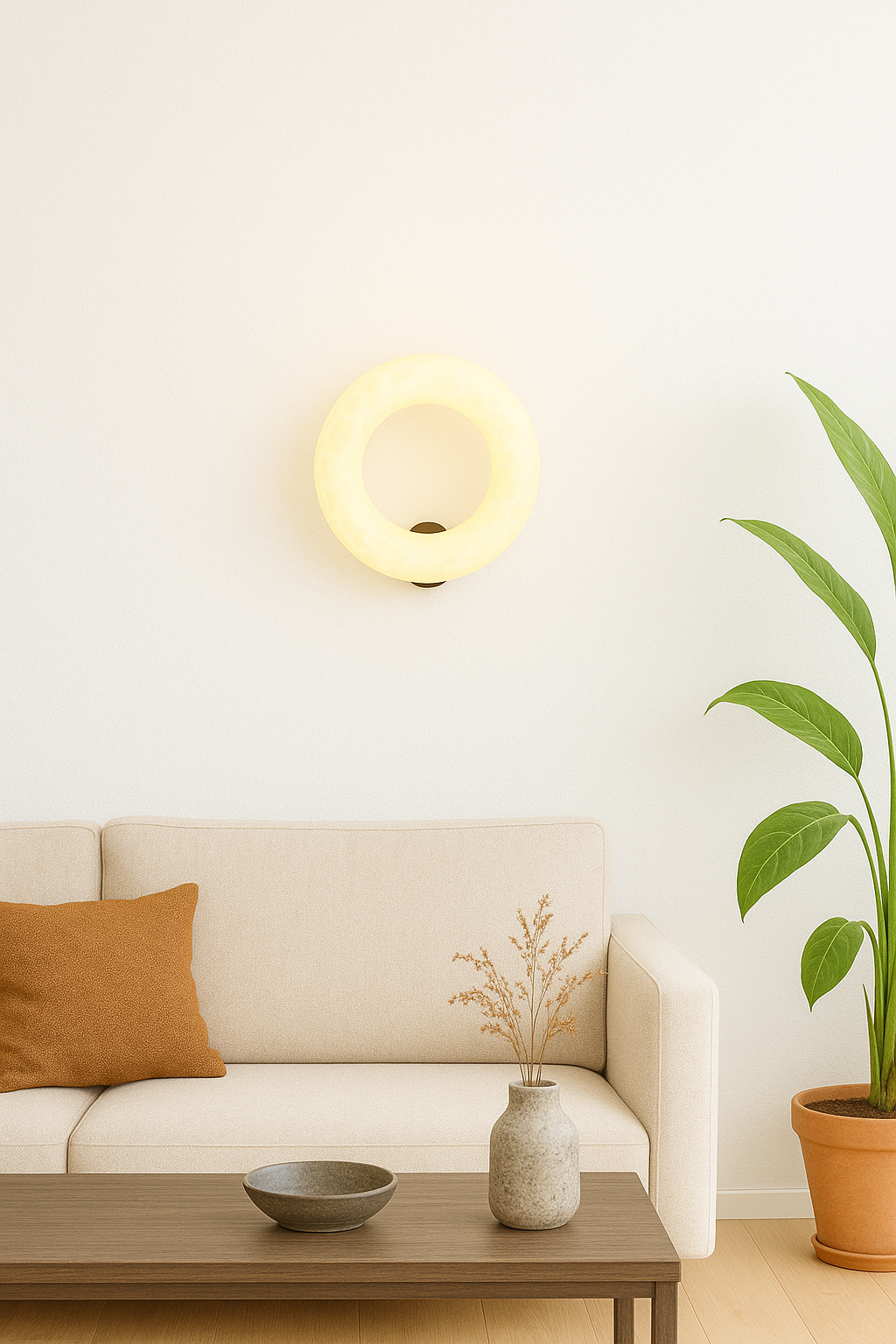 Archilight Alabaster-Stone Halo Wall Light 340