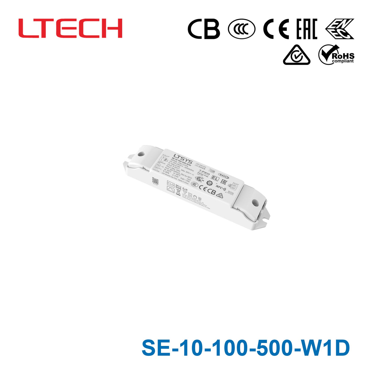 Ltech SE-10-100-500-W1D 10W 9-42VDC CC DALI-2 LED Driver 0.1-0.5A