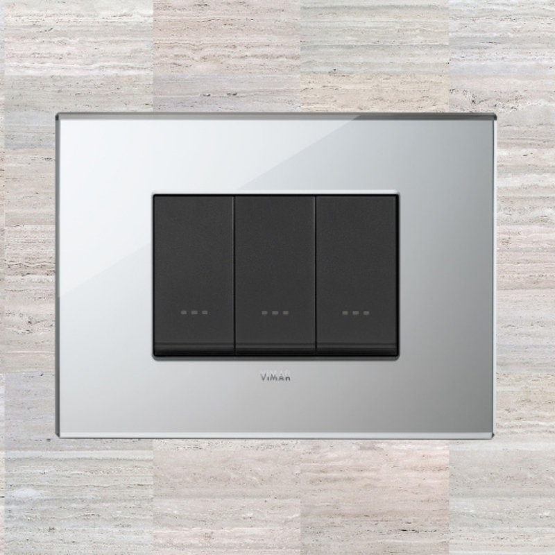 Vimar Eikon Glass 3 Gang Switch - Ice Silver - 16A - PHOTO 5