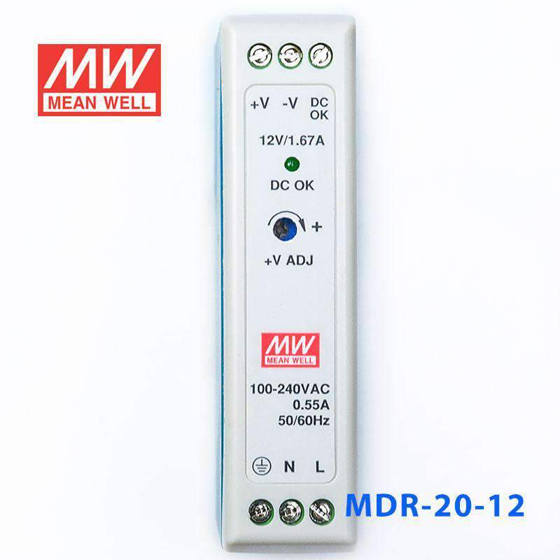 Mean Well MDR-20-12 Single Output Industrial Power Supply 20W 12V 1.67A - DIN Rail - PHOTO 2