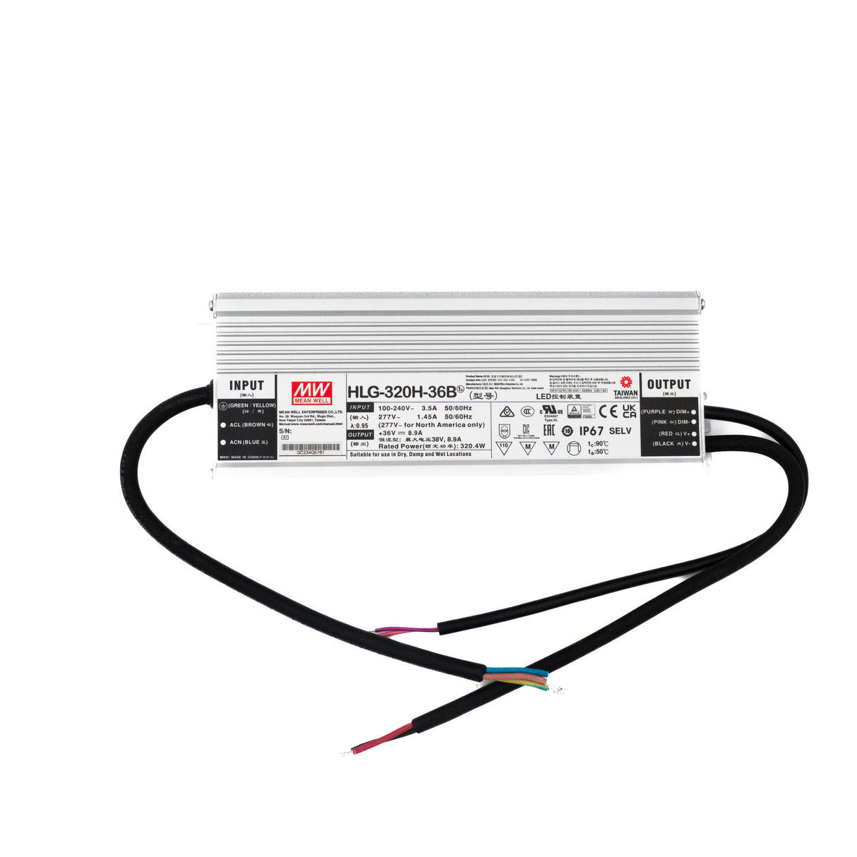 Mean Well HLG-320H-36B Power Supply 320W 36V- Dimmable 8.9A - PHOTO 1