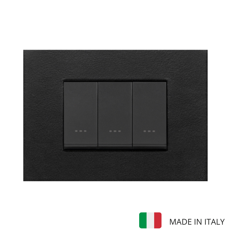 Vimar Eikon Leather 3 Gang Switch - Black Forest - 16A - PHOTO 13