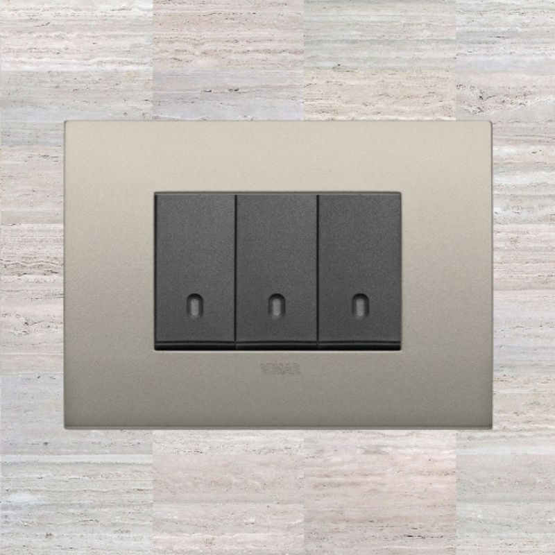 Vimar Arke Metal 3 Gang switch - Matt Champagne - 16A - PHOTO 1