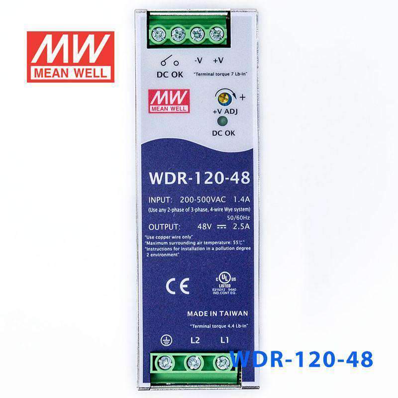 Mean Well WDR-120-48 Single Output Industrial Power Supply 120W 48V 2.5A - DIN Rail - PHOTO 2