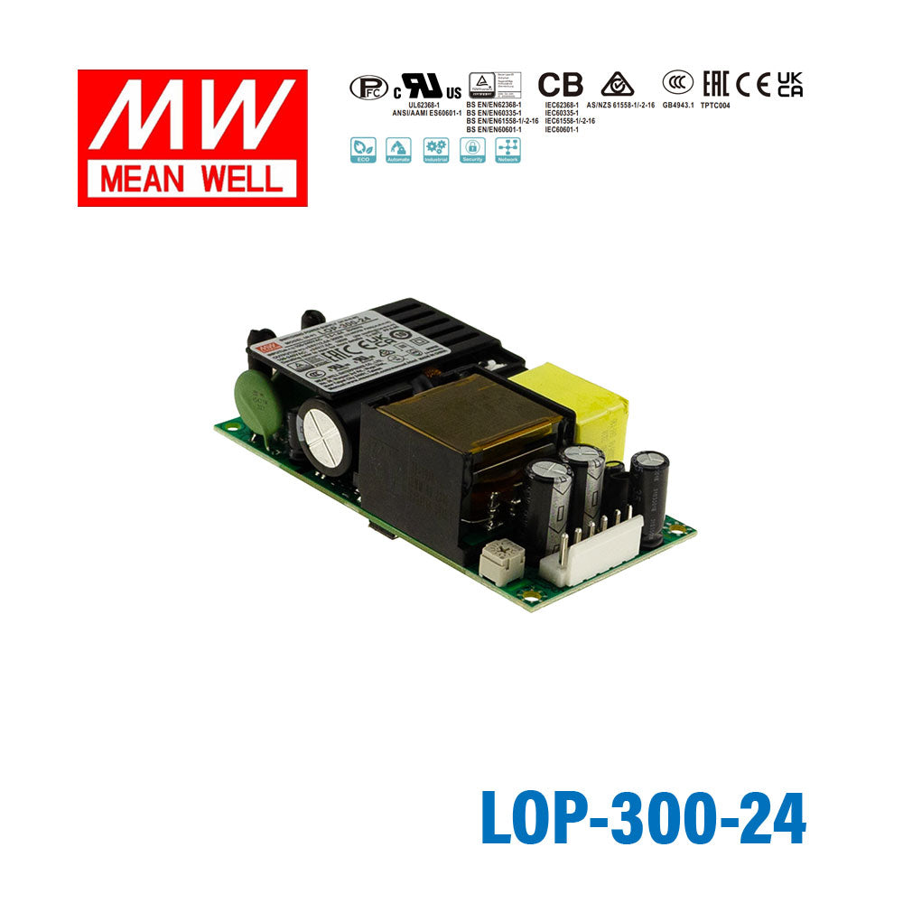 Mean Well LOP-300-24 300W 4"×2" Low Profile Open Frame Power Supply 24V
