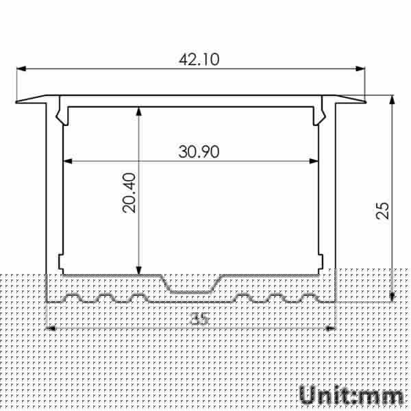LED Extrusion EXRS35 Linear Profile - 2 Metres - PHOTO 2