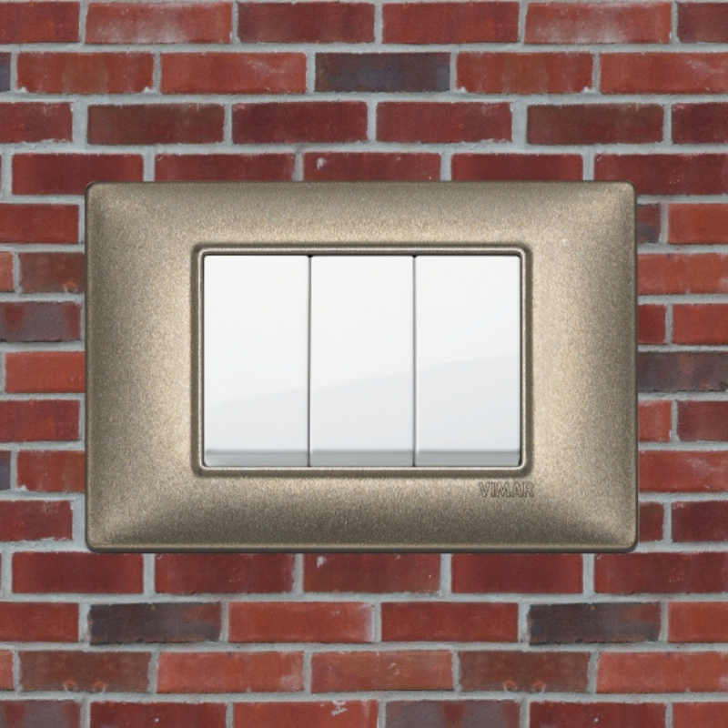 Vimar Plana Metal 3 Gang Switch - Metallic Bronze - 16A - PHOTO 5