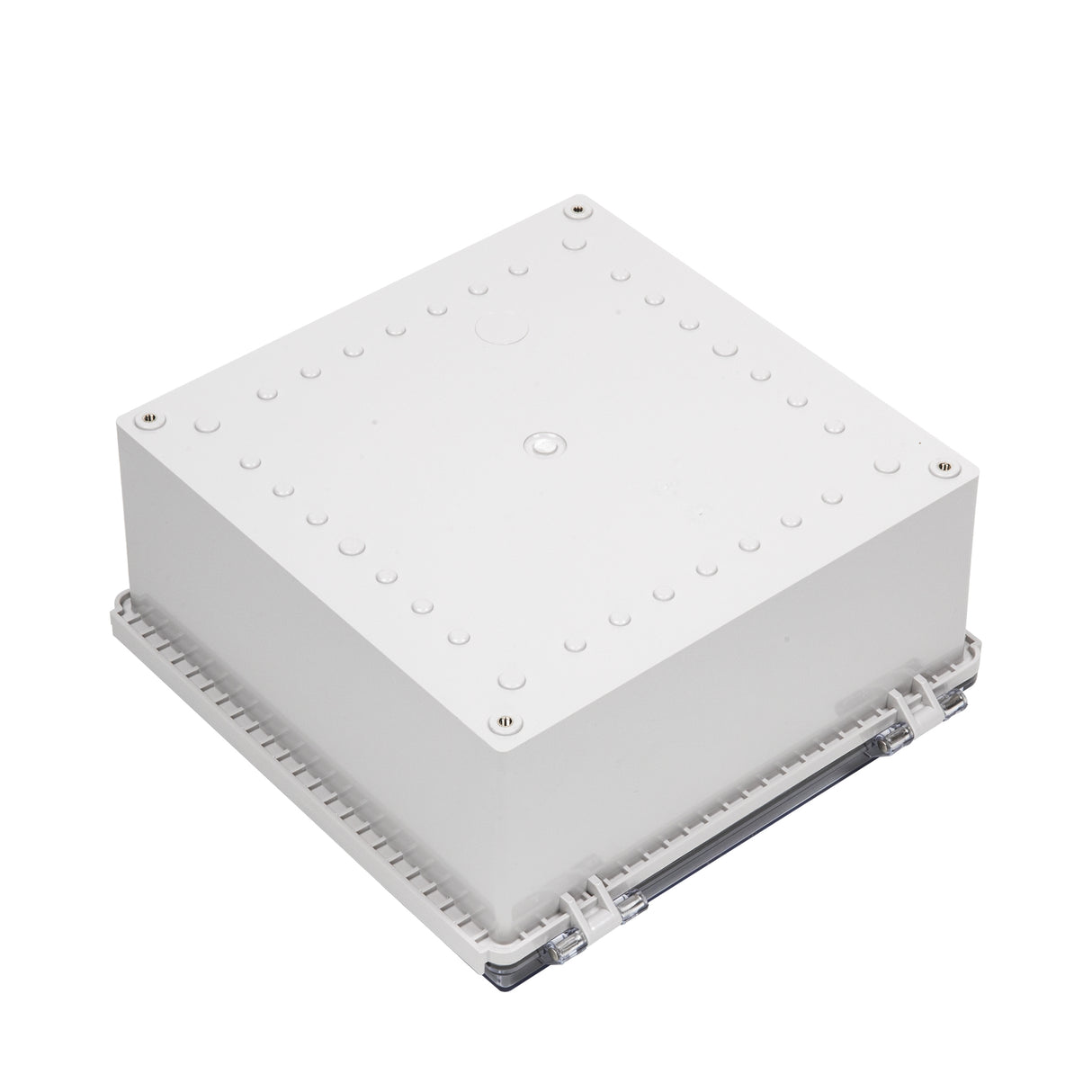 Boxco P-Series 280x280x130mm Plastic Enclosure, IP67, IK08, PC, Transparent Cover, Molded Hinge and Latch Type - PHOTO 1